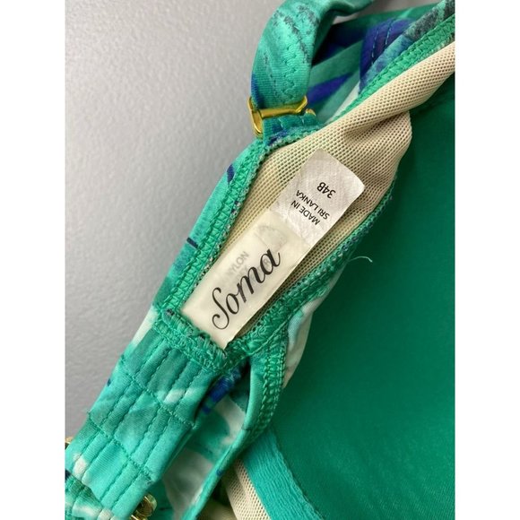 Soma women's 34B green tropical print tankini swim top underwire pin up style - Picture 5 of 6